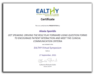 Ealthy certificate